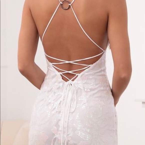 Clarabelle Iridescent Sequin Dress in White - Picture 2 of 2